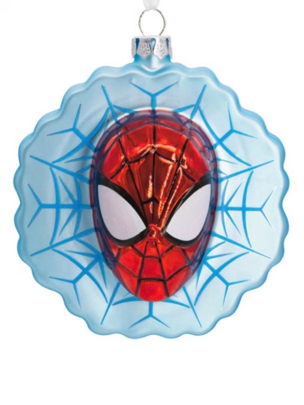 Hallmark Marvel “Spider-Man Face on Web” Blown Glass Ornament (NWT)